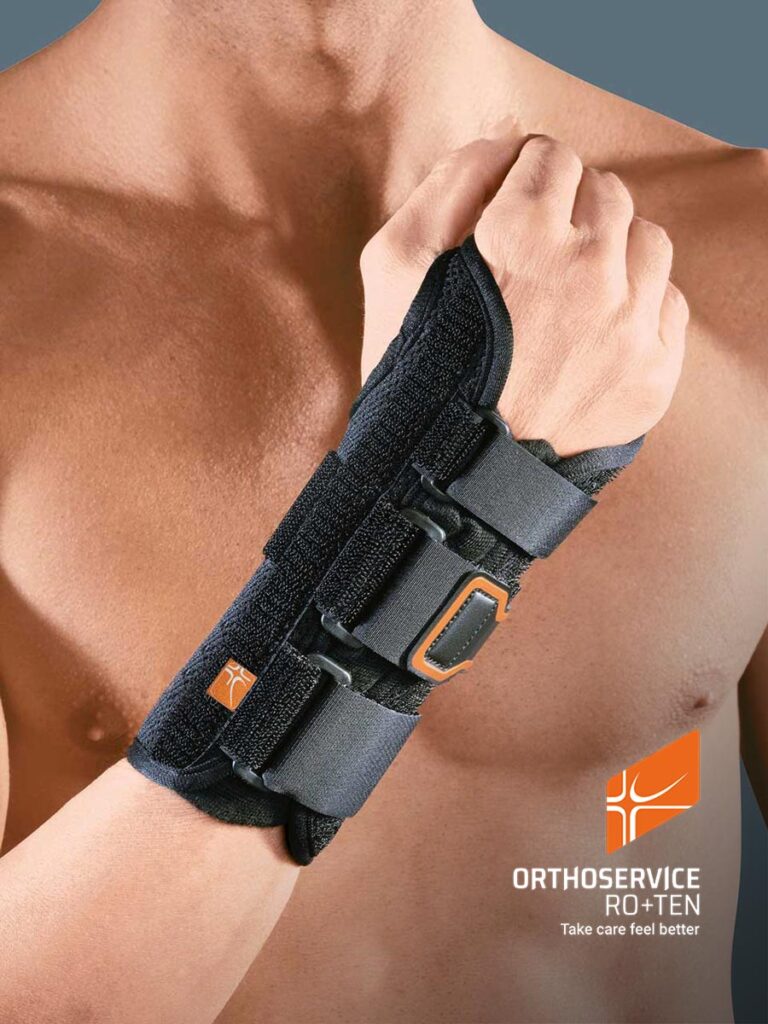 POLFIT 19. Immobilizzatore corto per polso, apribile; con stecca rigida modellabile.